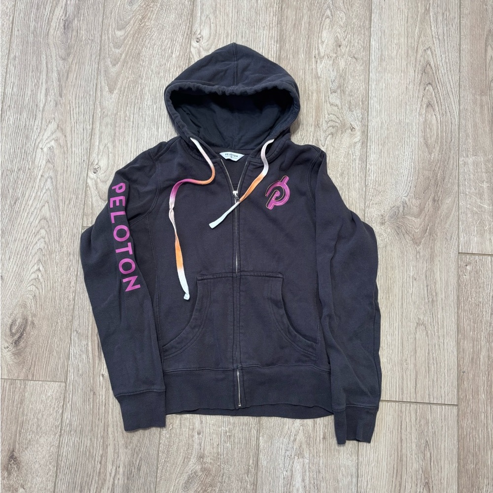 Peloton Charcoal Hoodie with Pink Accents